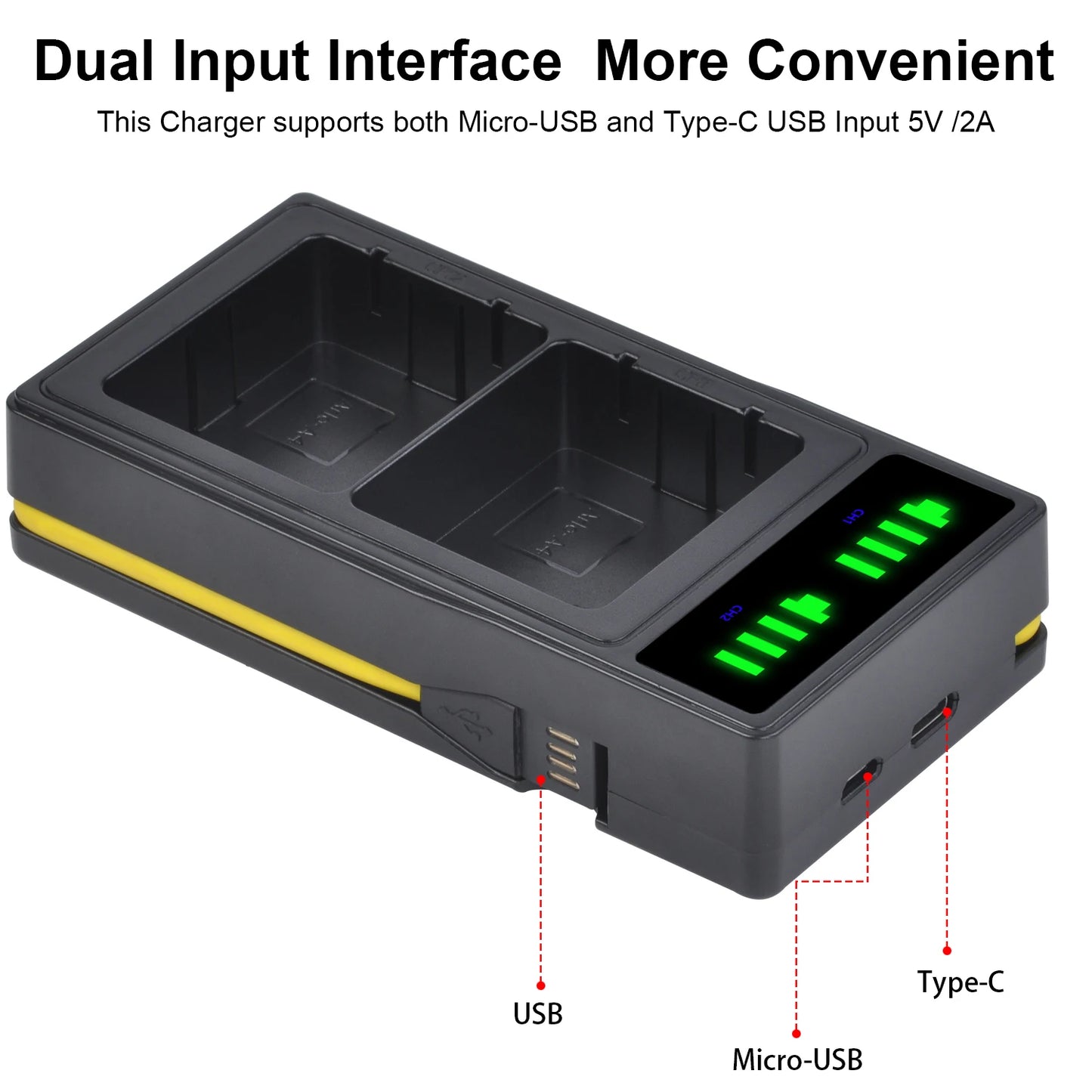 Fast LED Dual Battery Charger for Arlo Ultra/Ultra 2 and Arlo Pro 3 Pro 4 Camera Rechargeable Battery