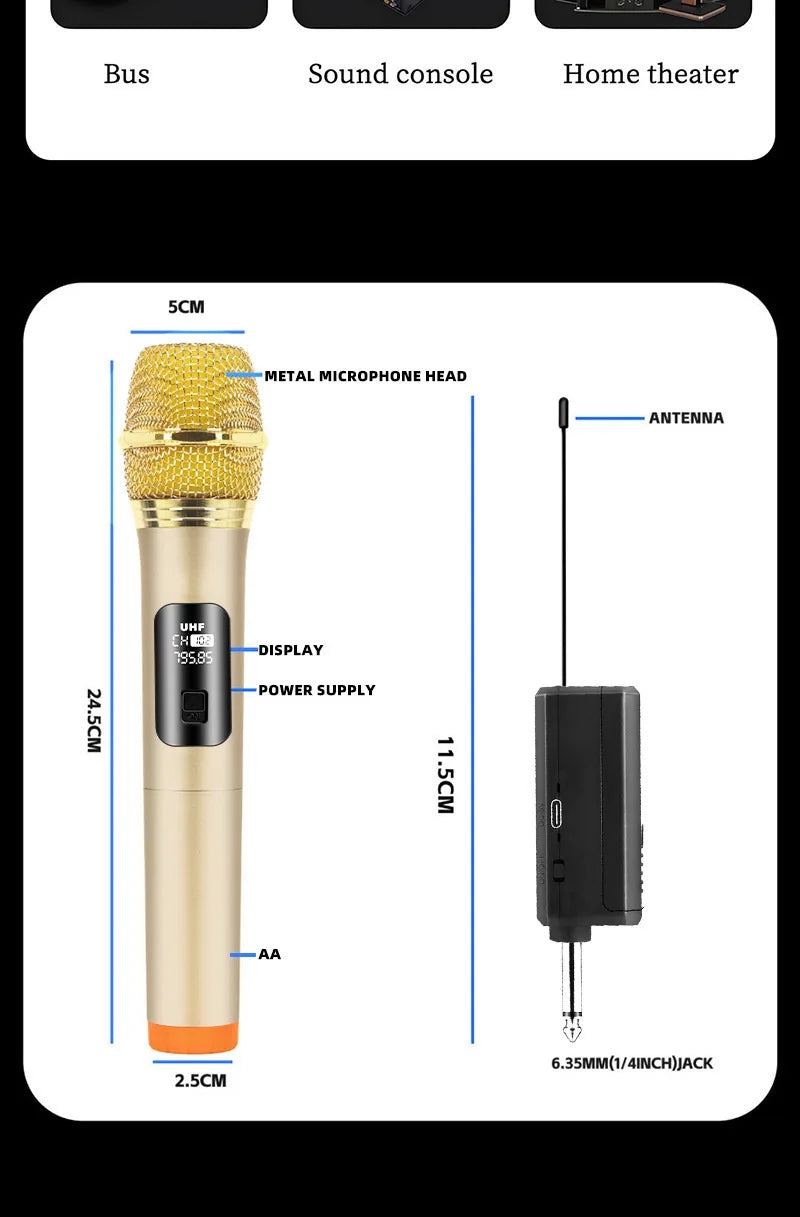 Lenovo Wireless Microphone 2.4G UHF Fixed Frequency 2 Channels Handheld Micphone For Live Party Karaoke Professional Meeting