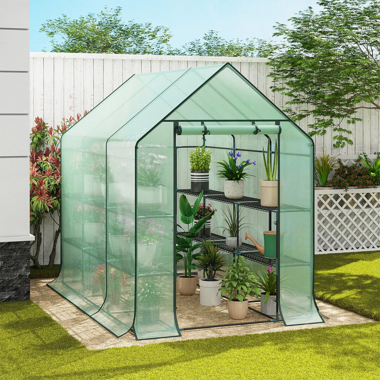 WOLTU Garden Greenhouse Wintering Tent with 3 Shelves Reinforced PE Cover Windproof for Vegetables Flowers Plants