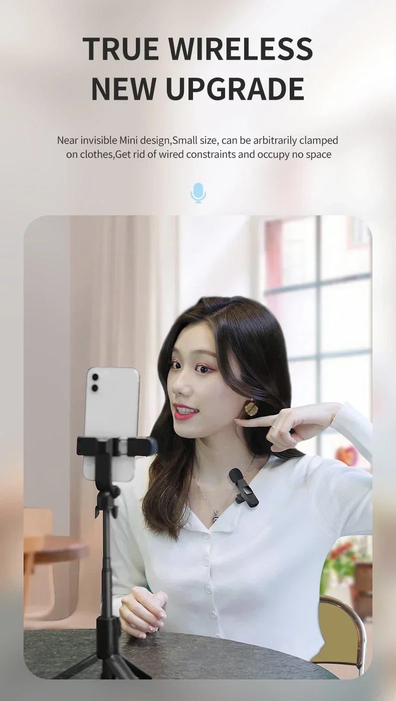 Wireless Lavalier Microphone 2.4G Mini Portable Audio Video Recording Mic for iPhone Android Live Broadcast Gaming