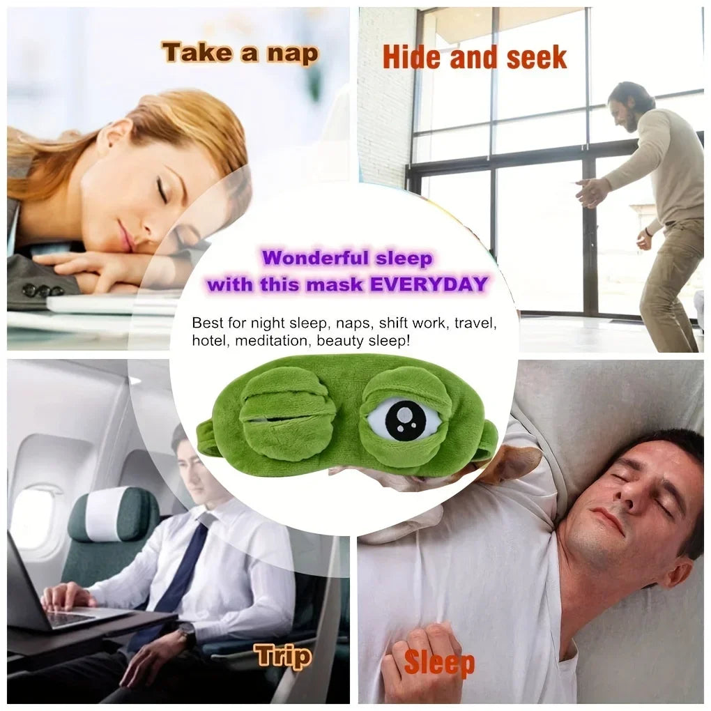 3D Frog Sleep Mask Natural Sleeping Eyeshade Women Men Creative Cartoon Soft Portable Blindfold Travel Office Eyepatch