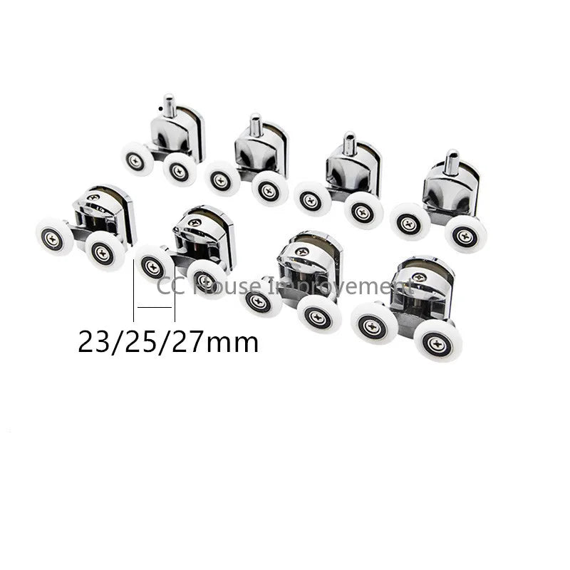 23mm/25mm/27mm Shower Door Rollers Zinc Alloy Double-Wheel Sliding Shower Door Roller Bearing Wheel Runners Replacement