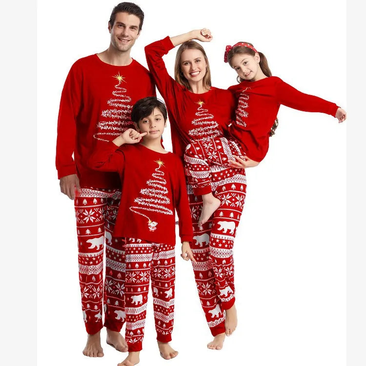 Christmas Look Pajamas Set Mom Dad Kids Dog Matching Pyjamas Cute Elf Print Sleepwear Soft Loose 2 Pieces Suit Xmas Wear Pijamas