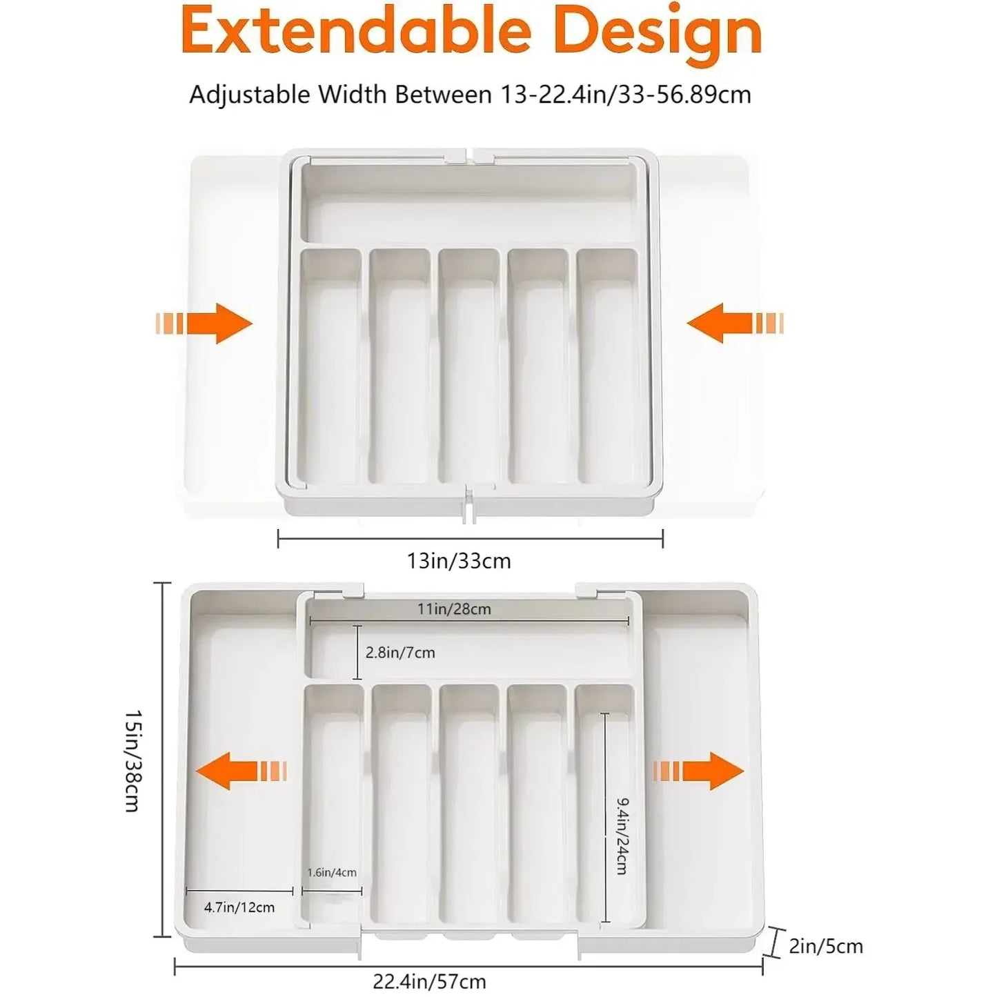 1Pcs Upgradation Adjustable Flatware Tableware Organizer – Plastic Multifunctional Drawer Organizer for Kitchen Counter Utensils