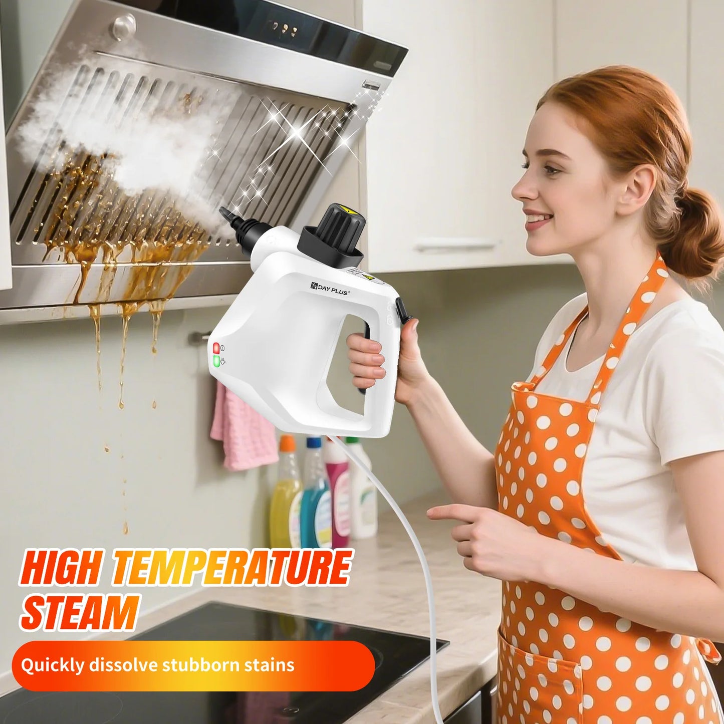 1000W High Pressure Steam Cleaner Cleaning Car Machine IPX4 Steamer with 2.5m Power Cord Steam Gun with 9 Accessory Kit