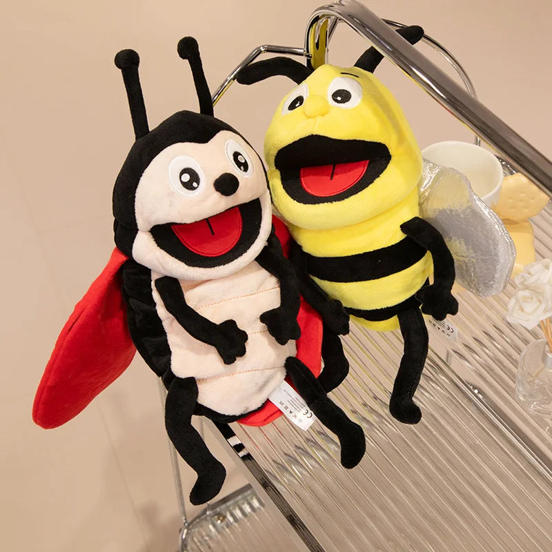 Hand Puppets Kids Toys Plush Insects Animal Caterpillar Ladybug Hand Puppets Doll Family Storytelling Role-playing Finger Toys