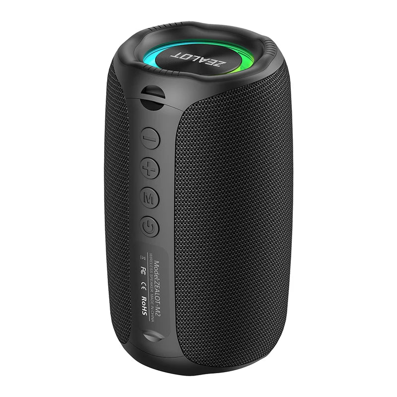 zealot-m2 Portable Bluetooth Speaker,IPX5 Waterproof 360° Wireless Speaker TWS Stereo Pairing 10hrs Playtime For Camping Hiking