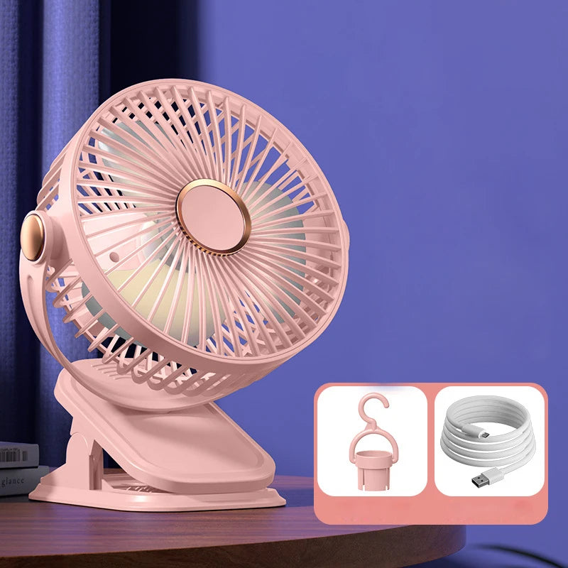 Baby 3 Speeds Stroller Mini Fan With Light Portable USB Charging Fan Mobile Phone Holder Stroller Accessories Baby Newborn Items
