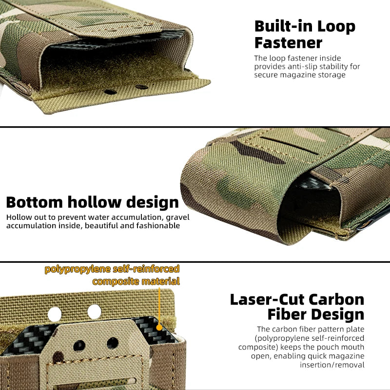 IDOGEAR Tactical Single LSR 556 Mag Pouch Mag Carrier MOLLE Pouch Laser Cut Tool Bags 35135