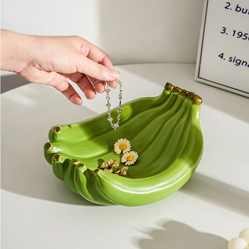 Creative Banana Shaped Storage Tray, Ceramic Fruit Tray, Household Snack Storage Tray, Living Room Desktop Storage Container