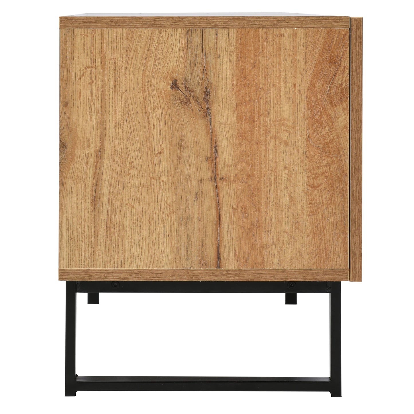 PINGGO Modern Minimalist TV Cabinet Large Capacity Storage Cabinet With Doors And Drawers Wood Grain Design TV Media Console