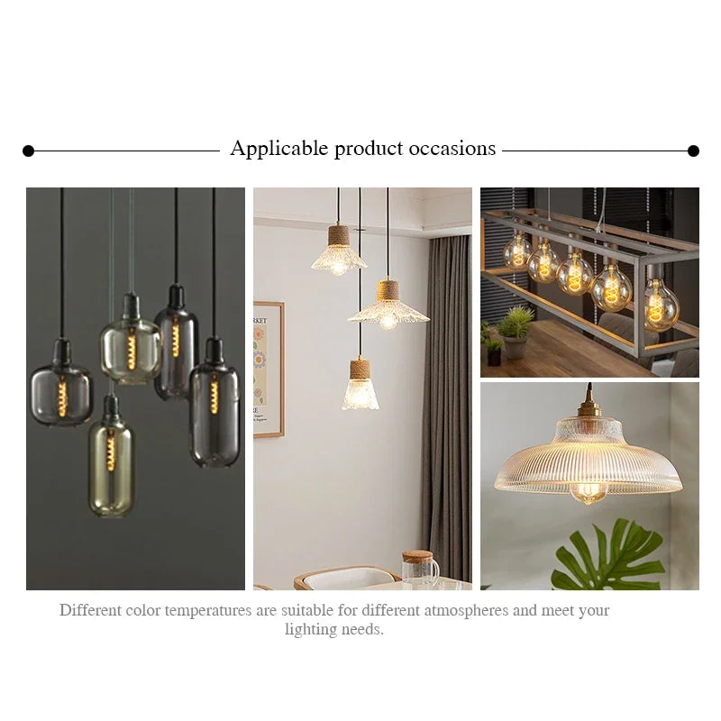 1-10pcs E27 E14 Retro Edison LED Filament Bulb AC 220V Spiral Light C35 G45 A60 ST64 G80 G95 G125 Glass Bulb Retro Candle Lamp