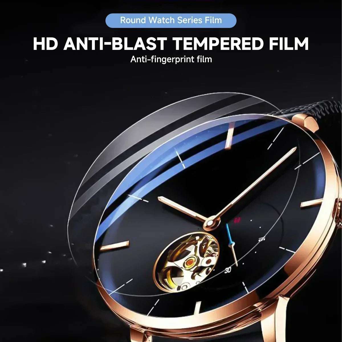 1-5PCS 26-46mm Universal Tempered Glass Smartwatch Screen Protector Protective Film 28mm 30mm 32mm 38mm 40mm 41mm 42mm Diameter