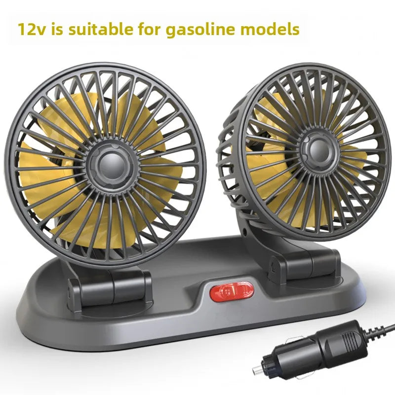 Professional Dual Fans 360 Rotation Multi Angle Cooling Fan for Sedan RV Truck Boat Vehicles Camping Office Desk Use Accessory