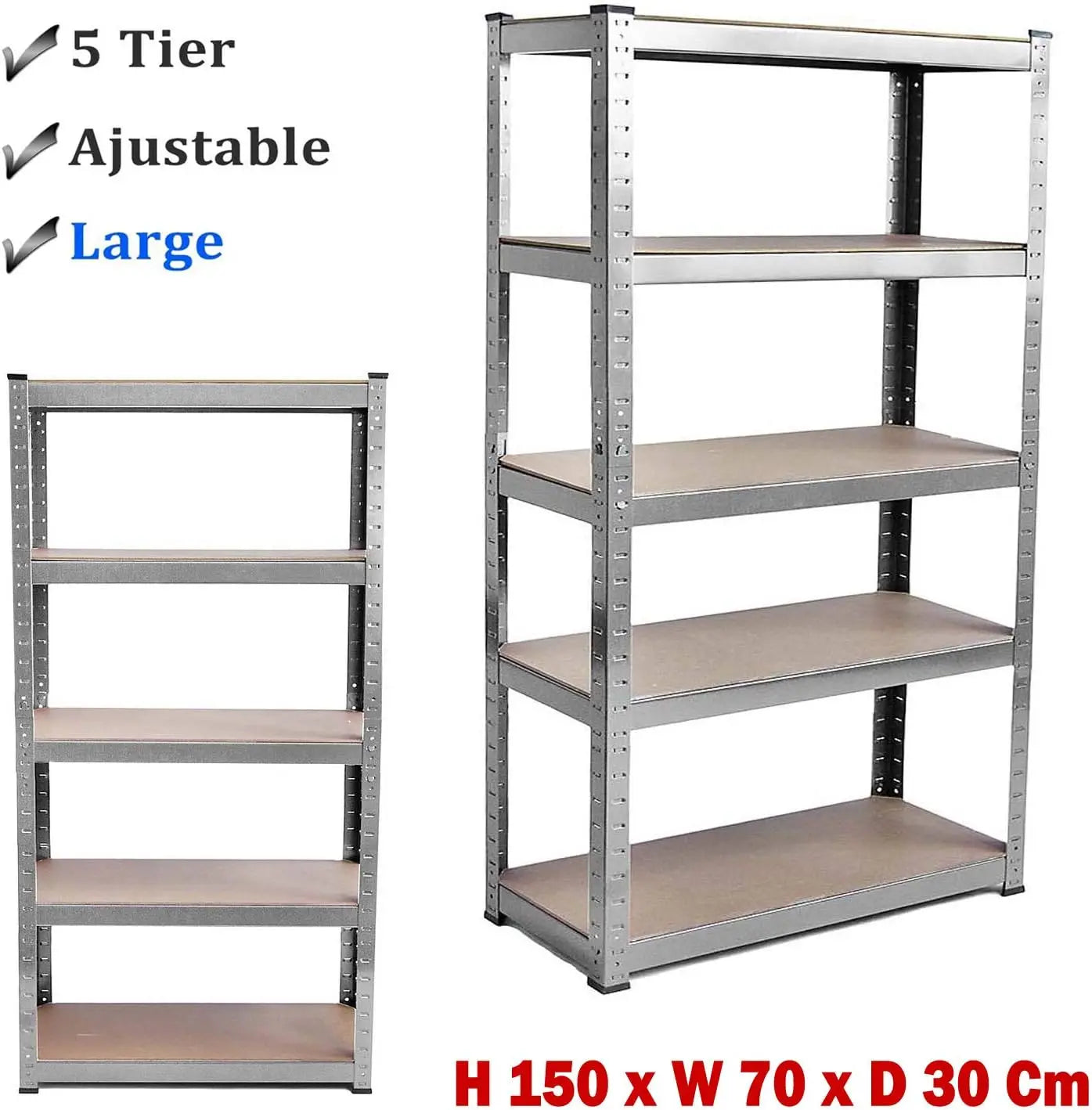 Adjustable Height Layout 5-Tier Heavy Duty Shelf 875kg Boltless Metal Rack Tool Free Assembly for Garage Warehouse Storage