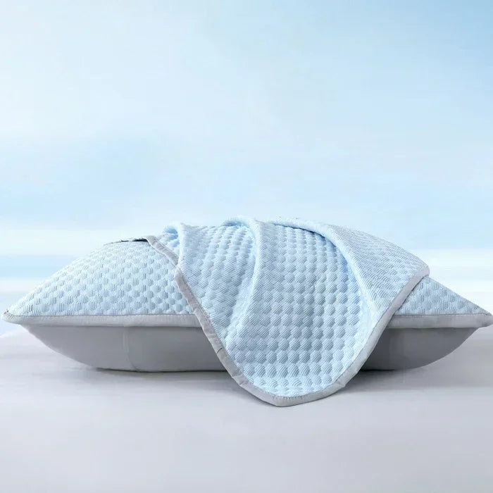Summer Cooling Ice Silk Pillowcase with Cool Beads Solid Color Washable Breathable Pillow Cover for Home Bedroom