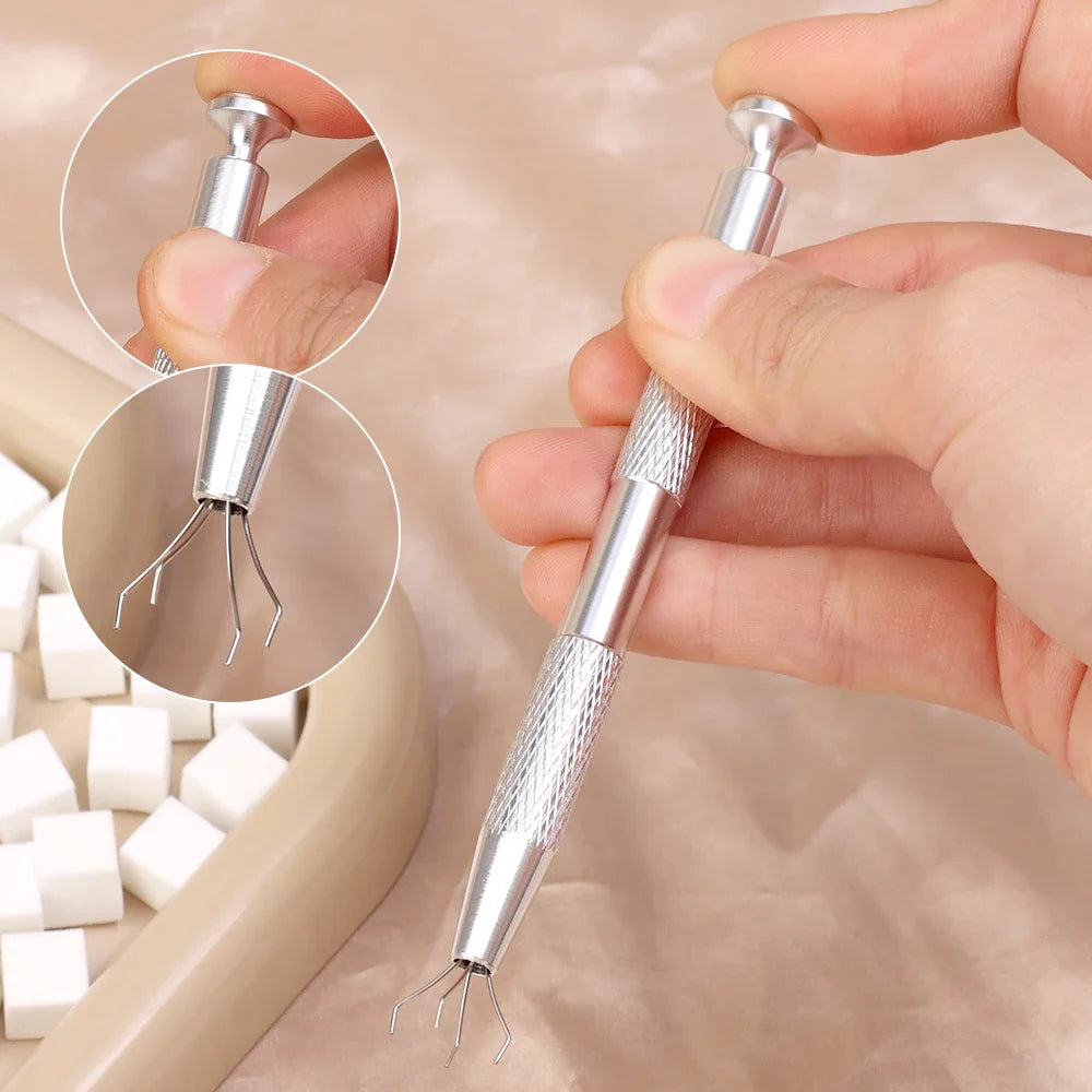 Mini Square Nail Art Sponge with 4 Claws Nail Sponge Metal Grabber Set Multipurpose Blush Gradient Sponges Beauty Manicure Tools