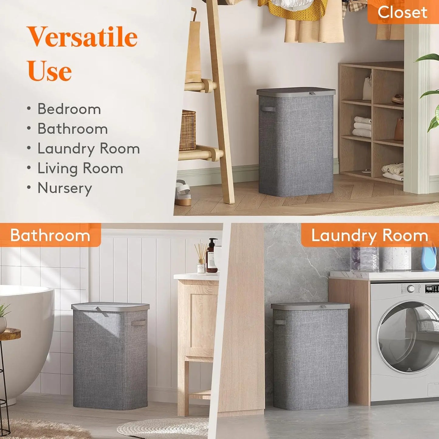 1PC Laundry Basket With Wheels And Lid,Closed Laundry Hamper,Suitable For Bedrooms,Bathtubs,Laundry,Dormitories