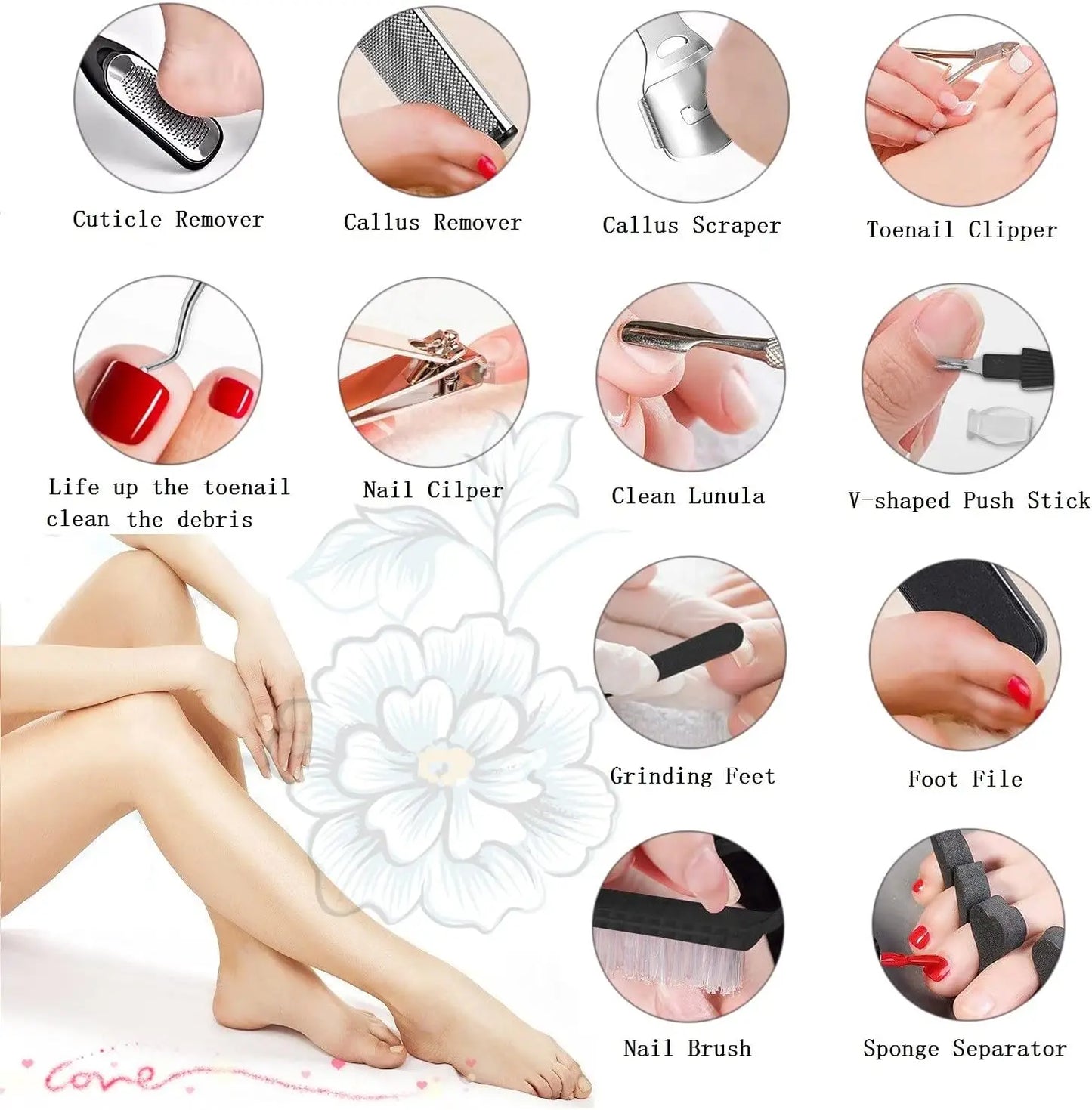 Pedicure Kit 8/10/15/23 in 1 Stainless Steel Professional Pedicure Tools Foot Rasp Peel Callus Dead Skin Remover  Care Pedicure