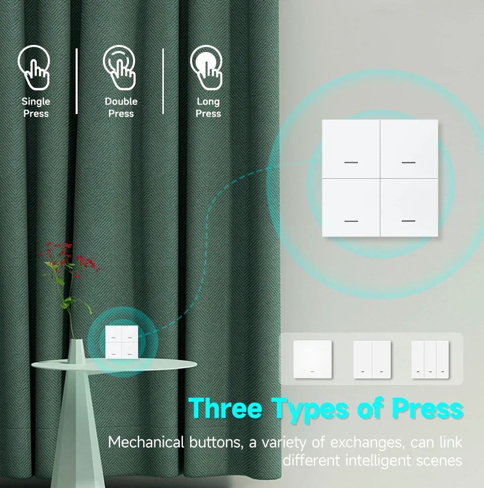 4/3/2/1Gang Tuya Zigbee 3.0 Smart Scene Button Switch Smart Home Wireless Push Remote Controller Battery Powered Devices Linkage