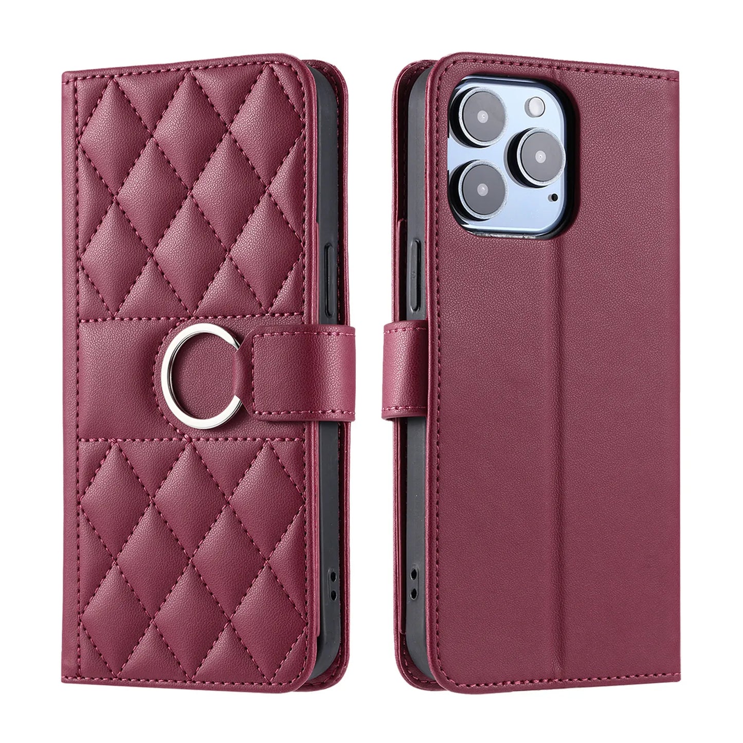 Luxury Leather Flip Phone Case For iPhone Air 17 16 15 Plus 14 13 Pro Max 11 12 Pro XR X XS Max Wallet Bracket Protect Cover