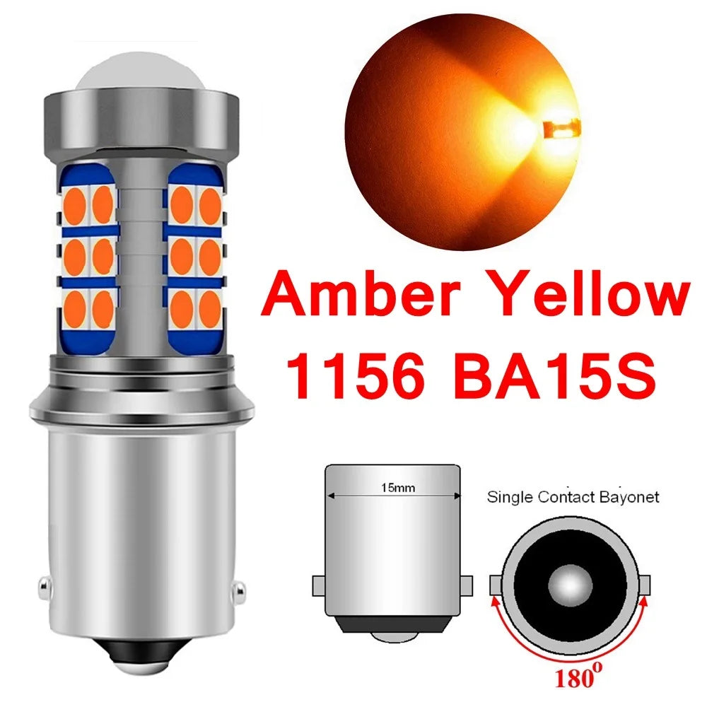 2Pcs P21W LED P21/5W Led Bulbs 1157 BAY15D PY21W BAU15S 1156 BA15S R5W Super Bright Car Brake Light Auto Backup Reverse Lamp 12V