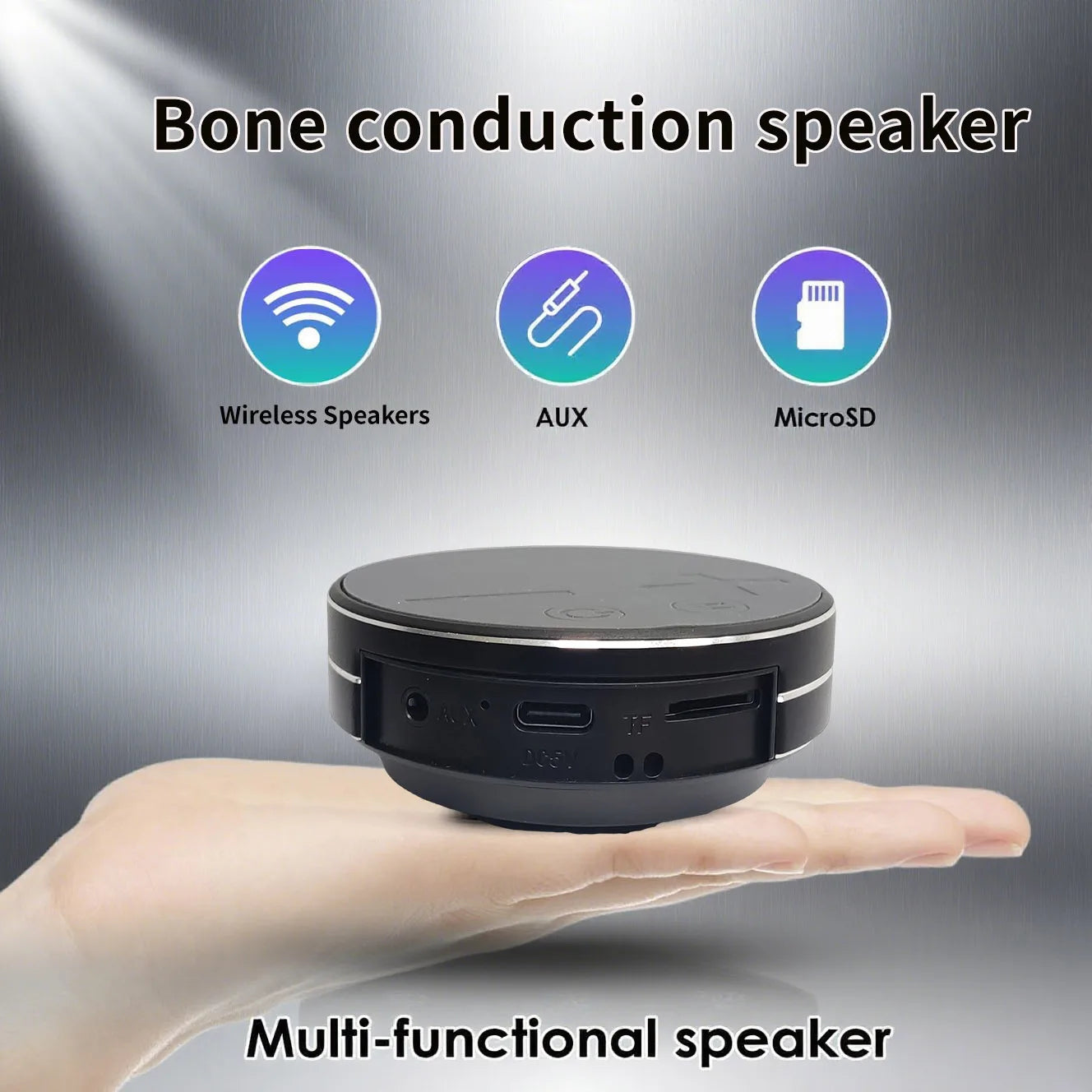 Bone Conduction Desktop Wireless Speaker with suction cups for secure attachment. Wireless TWS speaker, compatible with lanyard