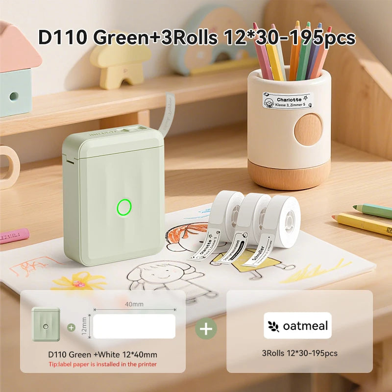 NIIMBOT D110 Upgraded Version Thermal Label Printer Mini Portable Smart Label Maker With Tape for Office Home Kitchen School