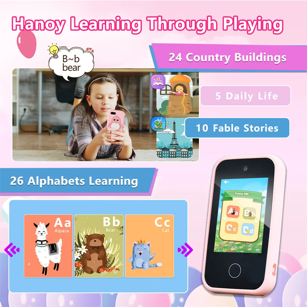 Kids Smart Phone Educational Toys Dual Camera Music Player Baby Phone With 32G Memory Game Learning For Boy Girls Brithday Gifts
