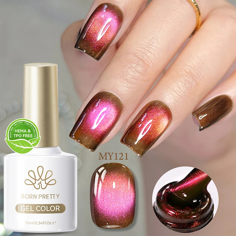 BORN PRETTY 10ml Brown Purple Black Red Cat Magnetic Gel Polish Manicure Soak Off UV Gel Nail Art Varnish Autunm Winter Nails