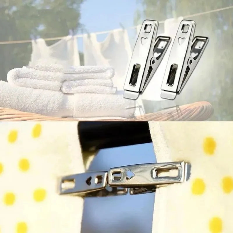 Stainless Steel Clothes Pegs Windproof Metal Clamps Metal Laundry Clothes Clips Multifunction Clothespins with Strong Clamp