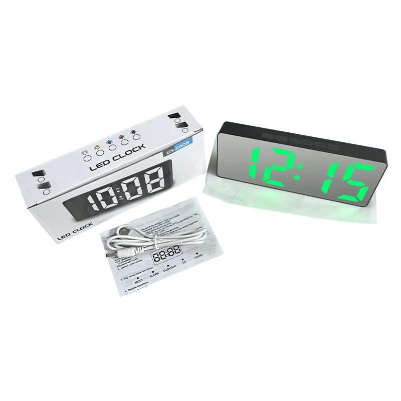 Latest Digital Clock LED Alarm Clock Bedroom Electronic Desktop Clock With Temperature Display Adjustable Brightness 12/24 Hours