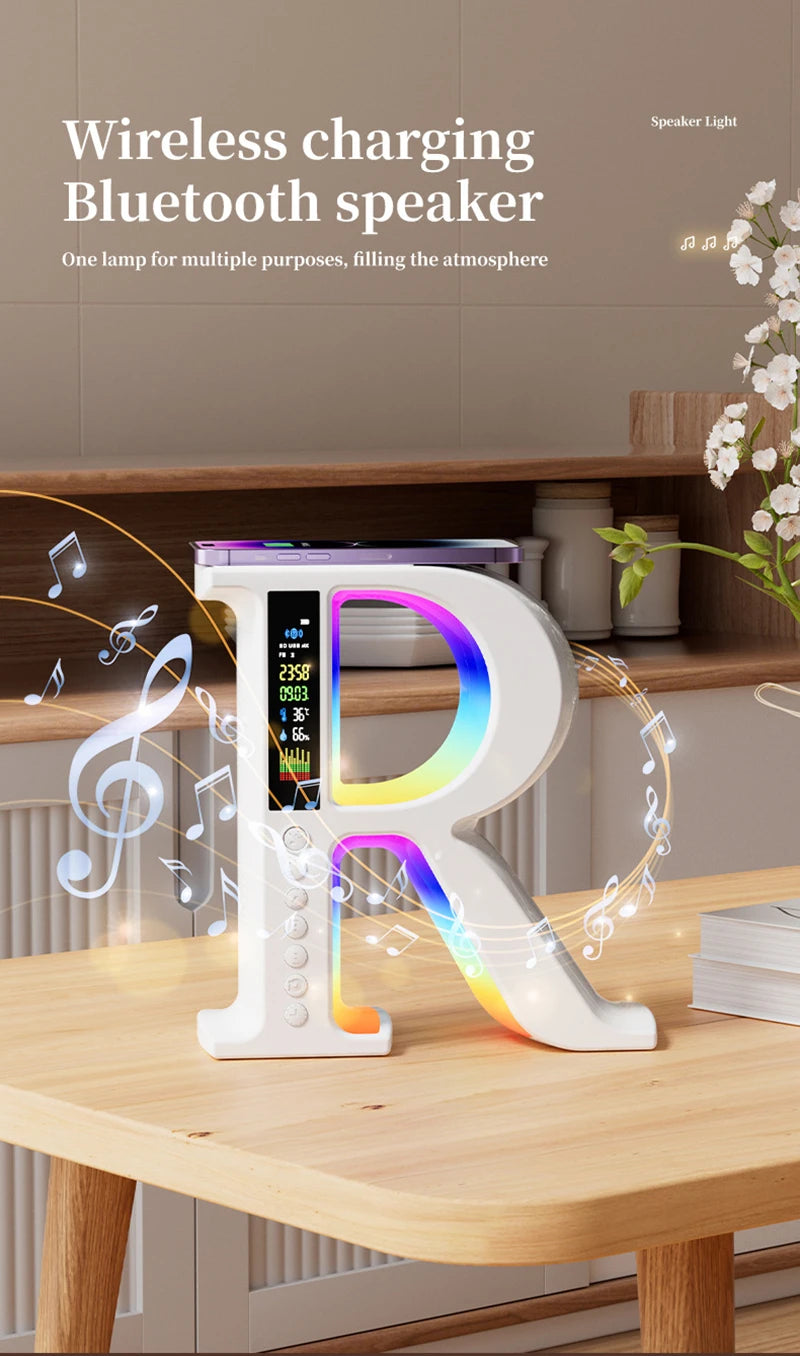 Lenovo Bluetooth Speaker Wireless Charger Multifunctional Color Atmosphere RGB Desk Clock Nightlight LED Digital Clock Plug Card