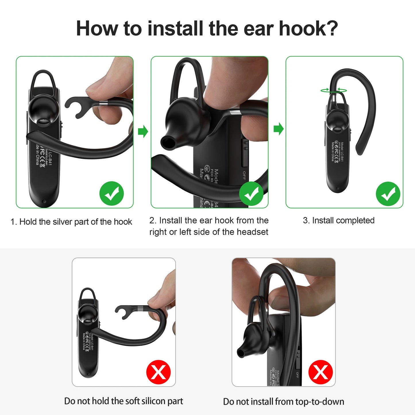 New Bee Bluetooth Headset Wireless Earphones Headphones with Mic 24Hrs Earbuds Single Earpiece Mini Handsfree for Driver Office