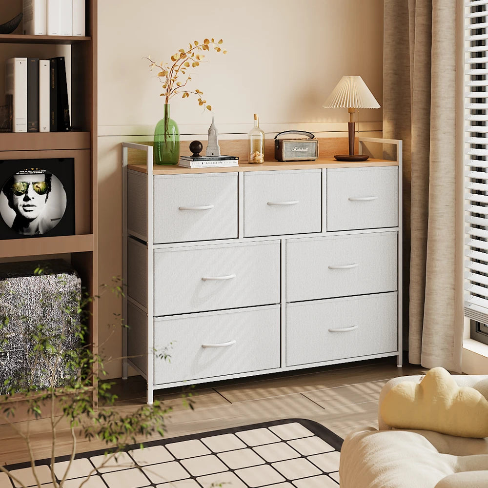 Voltsify White 7-Drawer Metal Frame Chest of Drawers