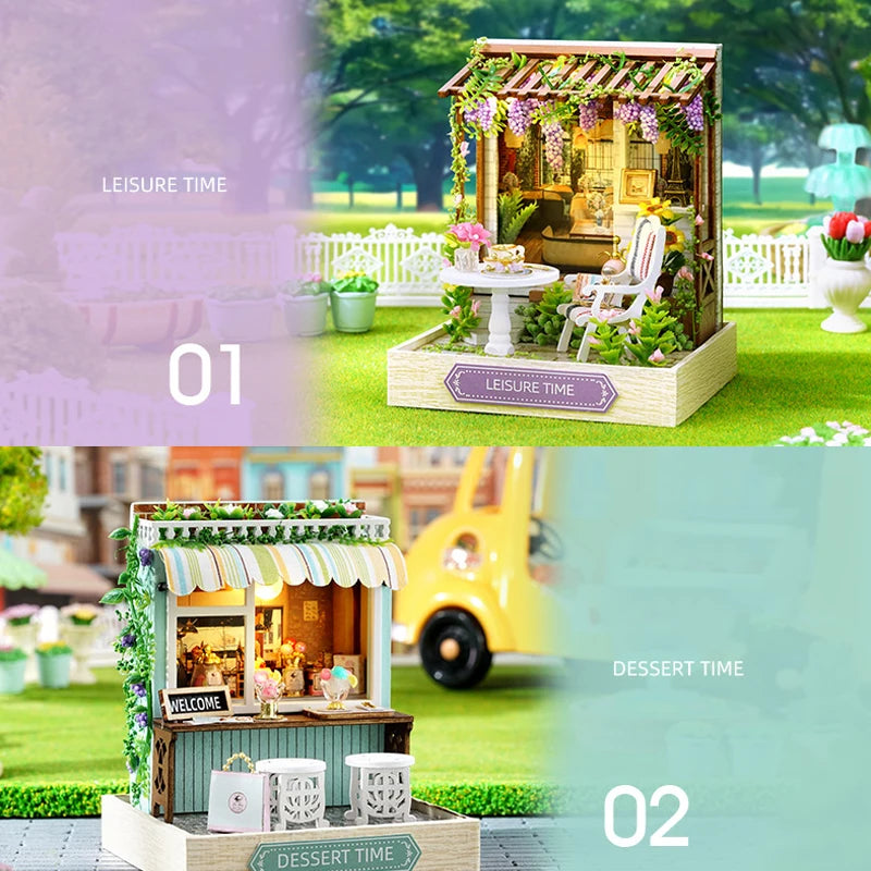 Wooden Miniature Doll House DIY Handmade Assembly Model Building Kit With Dust Cover 3D Puzzle Dollhouse Toys Birthday Gifts