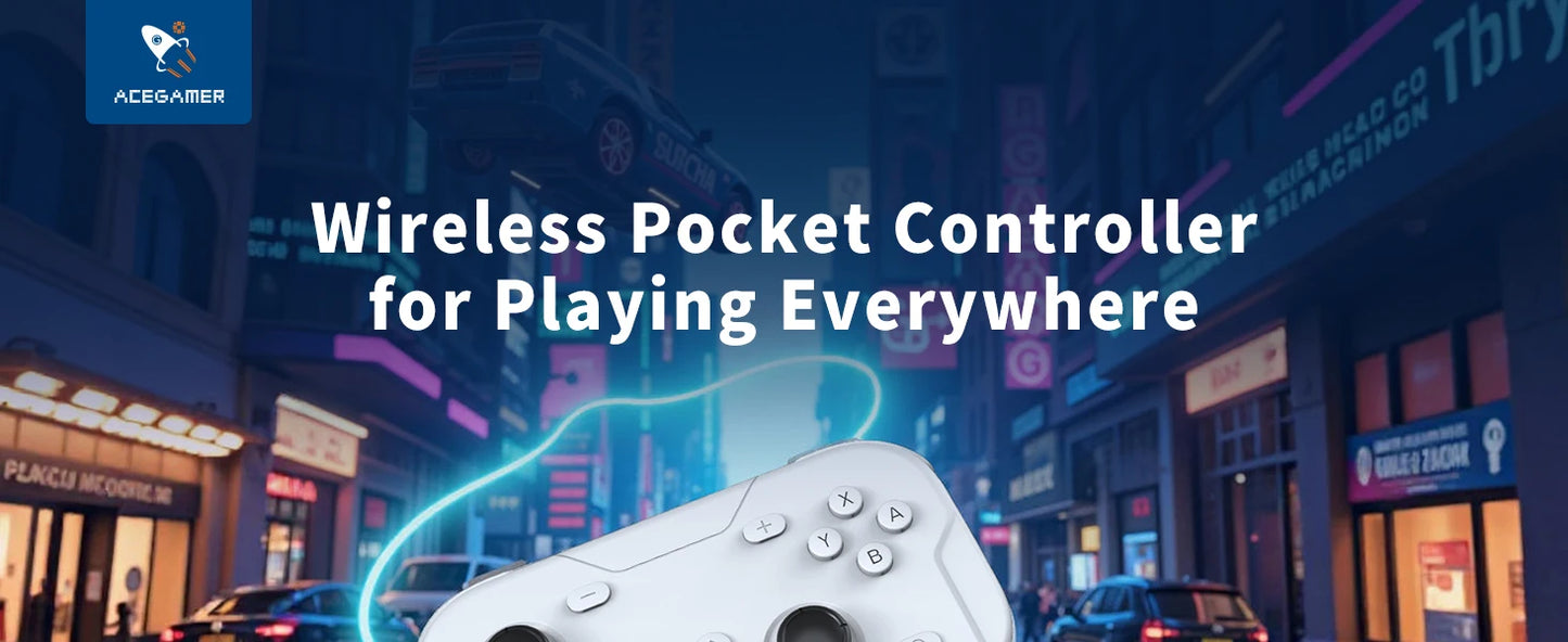 AceGamer Pocket Game Controller Portable Hall Joysticks 1000Hz Bluetooth Gamepad for Switch/Switch2/Android/iOS/PC/Steamdeck