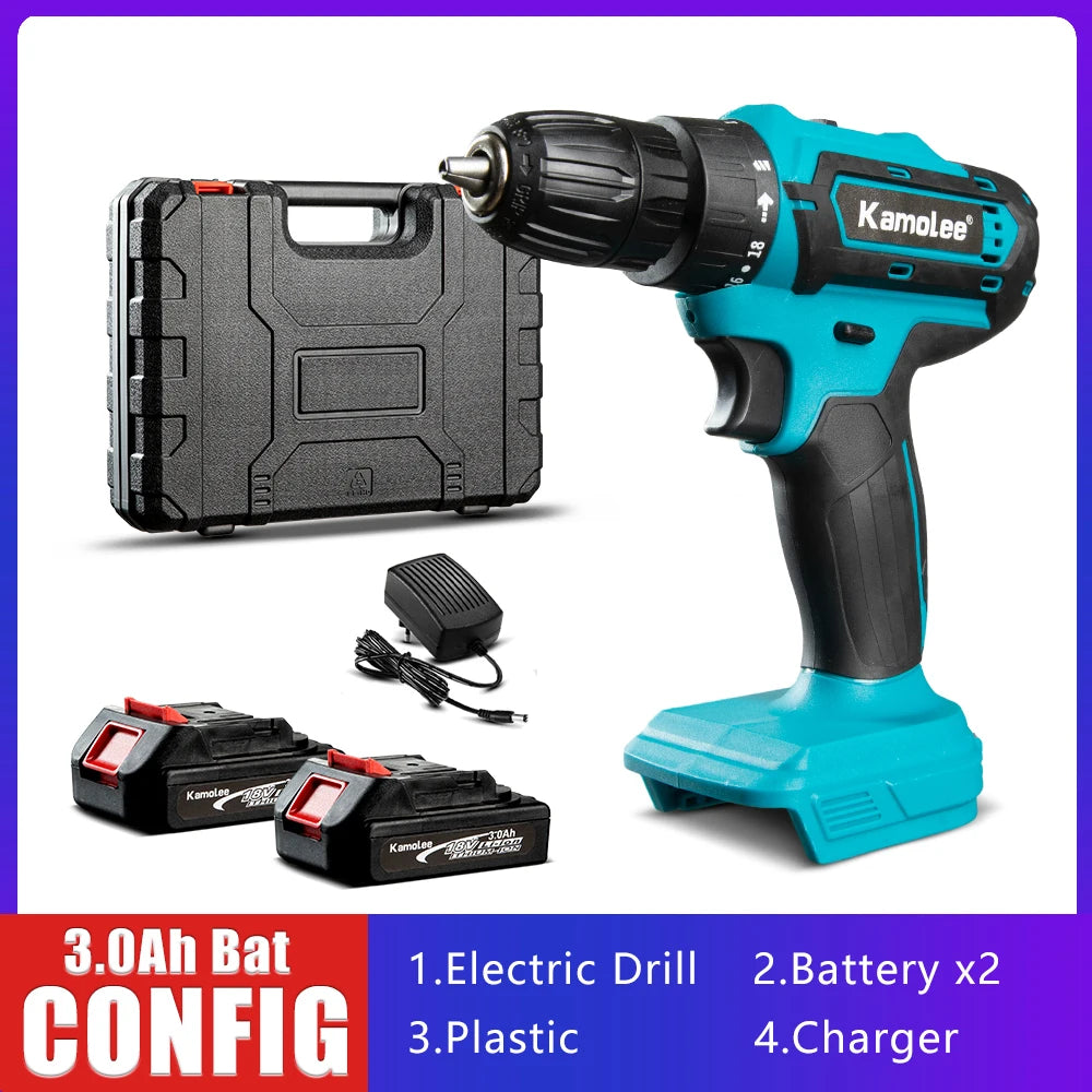 Kamolee 10mmElectric hand drill impact drill household small pistol drill multifunctional rechargeable electric screwdriver tool