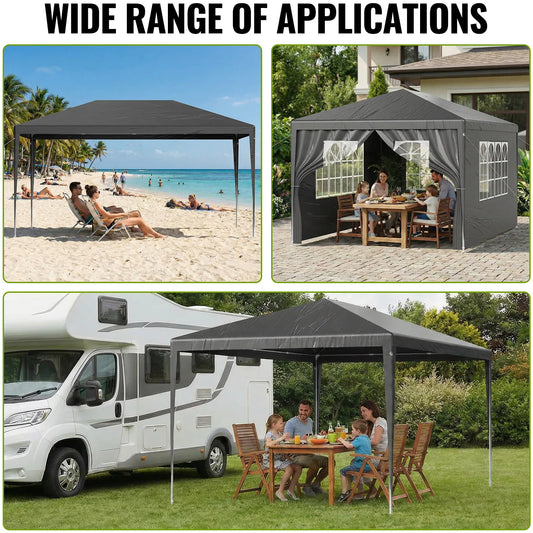 LOEFME 3x4M 3x3M Gazebo Canopy Tent Waterproof Windproof UV Sun Shelter with Removable 4 Sidewalls Outdoor Garden Camping Awning