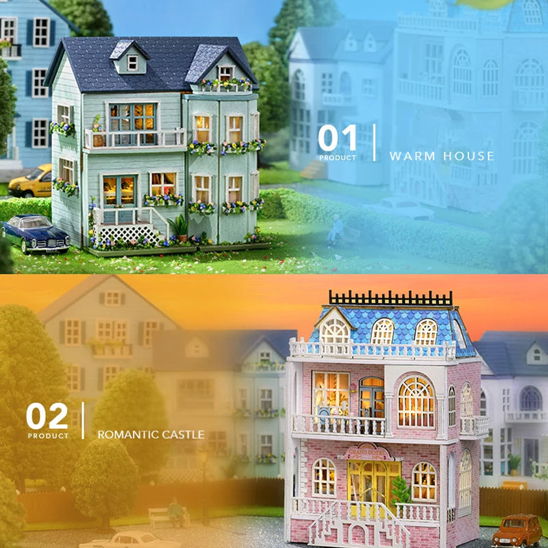 DIY Wooden Doll Houses Mini Assembly Handmade Small House Creative Scene Decoration DollHouse For Toys Birthday Gifts