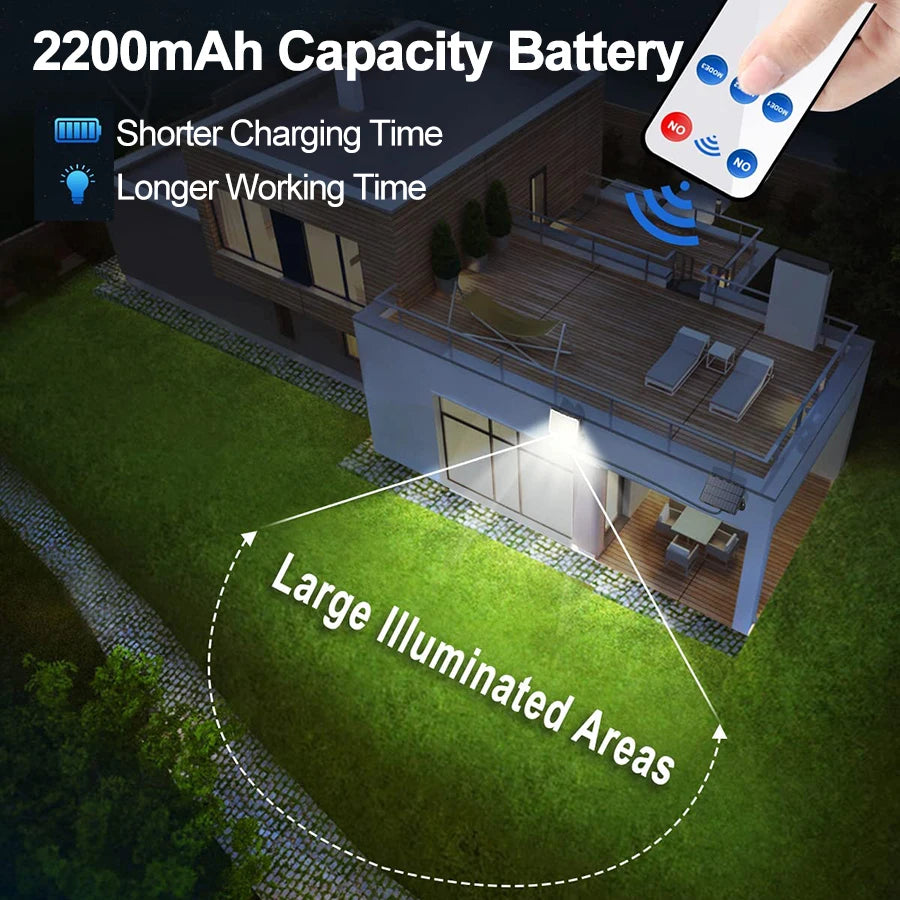 LED Solar Lights 228/328 Outdoor PIR Motion Sensor Wall Lamp IP65 Waterproof Street Light with Remote for Garden Lighting