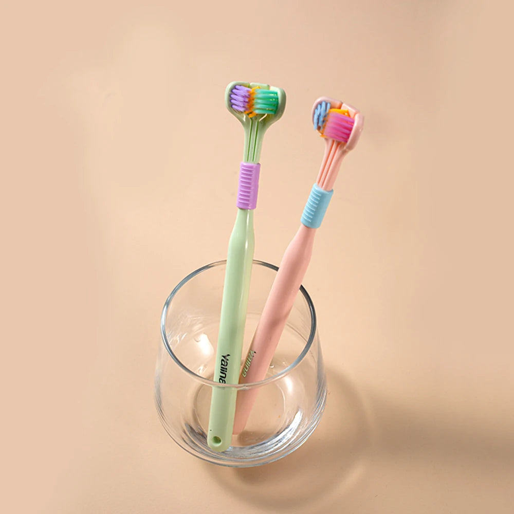 Household 3-Sided Toothbrush with Soft Bristles Comfortable Easy to Use Deep Cleaning Toothbrush for Adults Kids Boys Girls