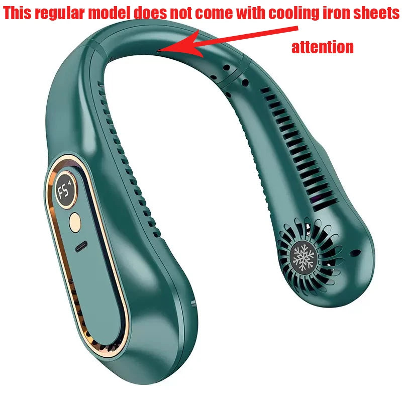 New Summer Portable Mini Hanging Neck Fan Bladeless Neckband Fan Digital Display Power Air Cooler USB Rechargeable Electric Fans