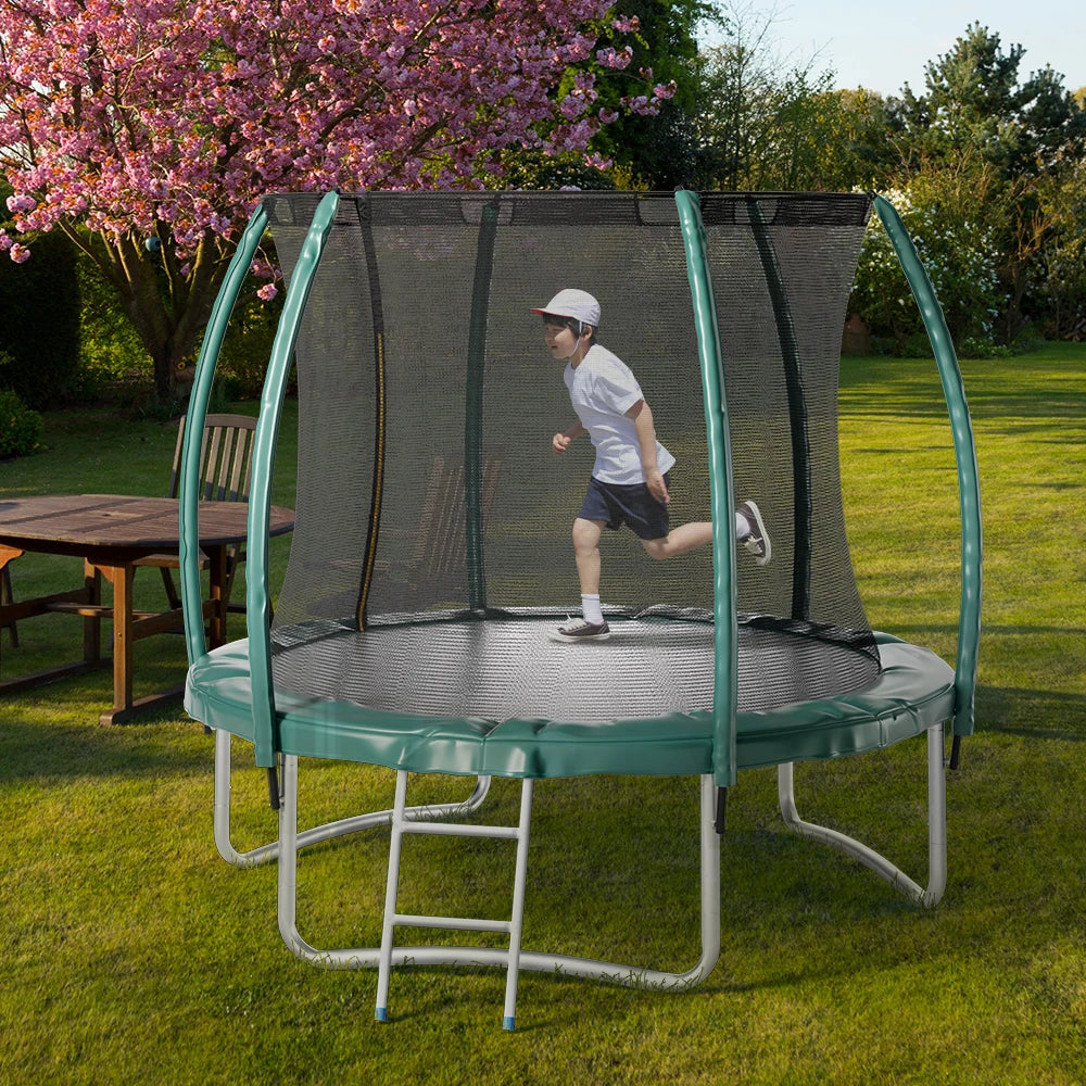 【Breeins】Outdoor Enclosure Trampoline with Ladder Exercise Workout Rebounder Sport Trampoline Handle Adults Jumping Training