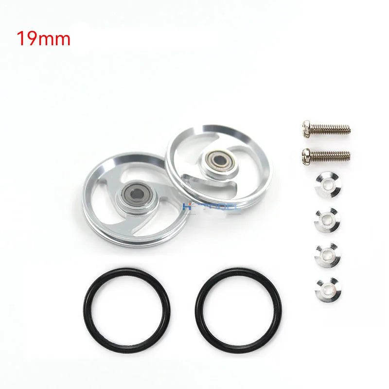 2pcs 15418 13-12mm Aluminum Alloy Guide Rollers 15461/15426 2023Jcup 95160 19mm Roller With Rubber Ring Tamiya Mini 4WD Homemade