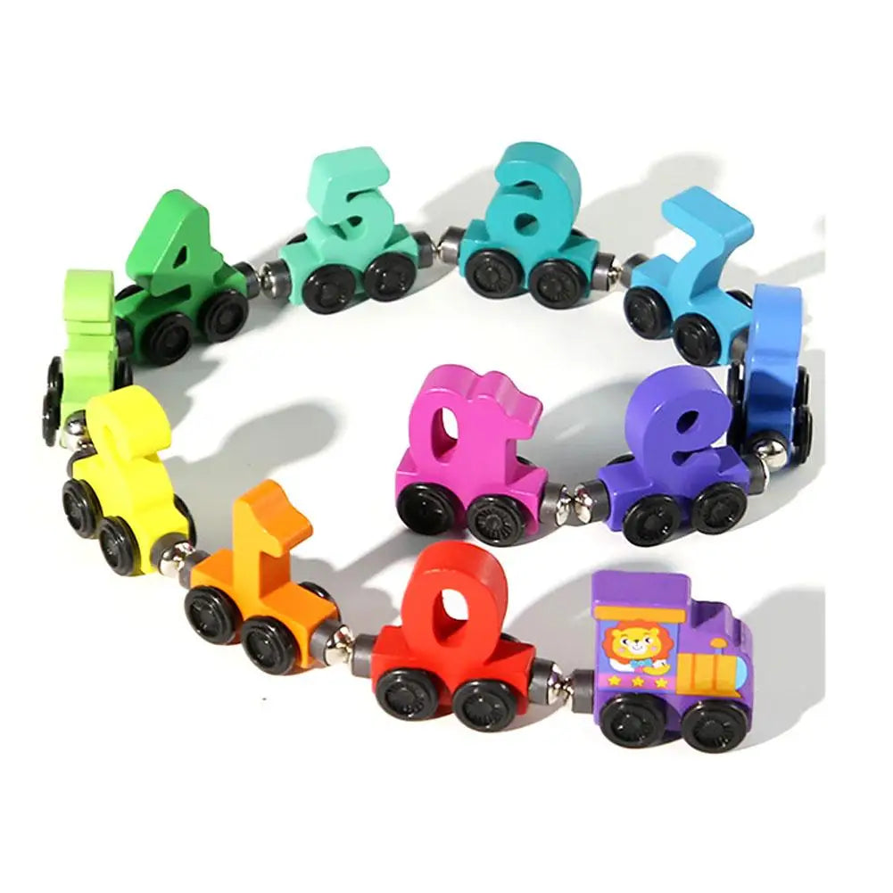 Colorful Building Blocks Number Digital Magnetic Wooden Train Toys Educational Hand-eye Coordination Magnetic Digital Train