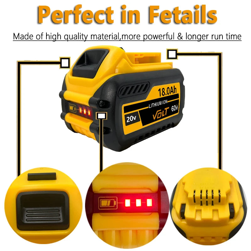 New High-power For DEWALT 20v/60V battery DCB200 DCB205 DCB206  * power tool 18V battery 3AH 8AH 12AH 18AH batteries  DCD805