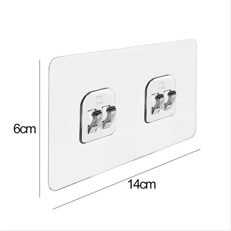 50-10Pcs Transparent Self-Adhesive Hooks Home Organization Storage Hook Waterproof Traceless Hanging Hook Kitchen Bathroom Hooks