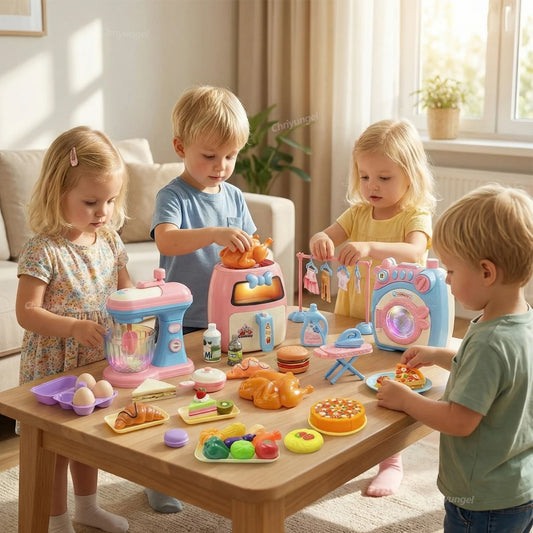 Pretend Play Toy Mini Kitchen Appliances Set for Toddlers Air Fryer Washing Mixer Educational Toys Gift for Kids Girls Boys