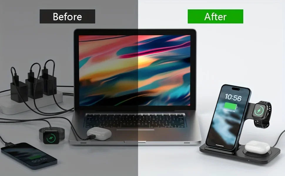 3 in 1 Foldable Wireless Charging Station for iPhone 17 16 15 14 13 12 Pro Max iWatch Ultra Airpods Pro Fast Charger Stand Dock